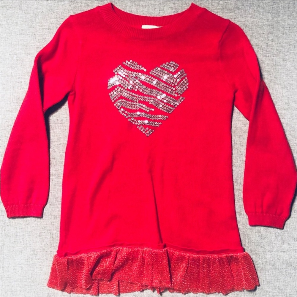 SOMOMA — Red Sweater Sparkly Sequence Heart